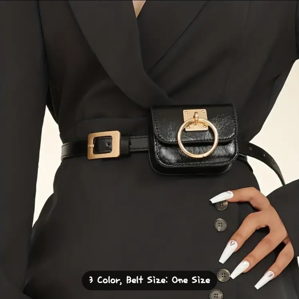 Elegant Black and Gold Belt Bag